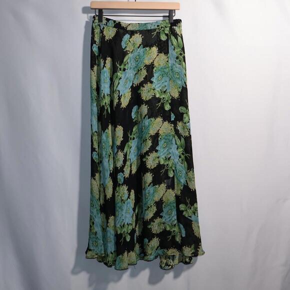 Reversible Floral Maxi Skirt Chiffon Boho Whimsigoth Fairy Retro Prairie Sz‎ M - Picture 4 of 6